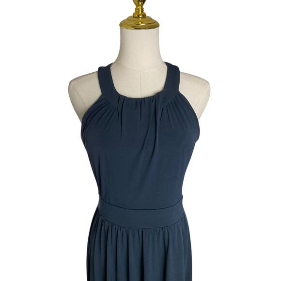 Banana Republic Navy 4 Blue Dress Halter Fit and Flare Sleeveless Cocktail - Picture 11 of 13